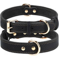 Joytale Leather Dog Collar for Medium Dogs, Genuine Thick Solid Leather, Heavy Duty Sturdy Pet Collar, Adjustable Metal Pin Buckle for Reliable Daily Training and Walking, Black, M