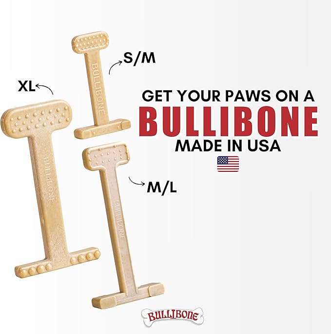 Bullibone Nylon Dog Chew Toy for Aggressive Chewers - Dental Hygiene Bone with Peanut Butter Flavor, Durable Tough Chew Toys for Extra Large Dogs, Indestructible Dog Bone - 3 Pack