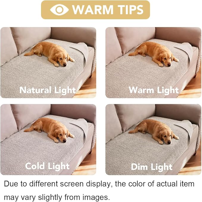 H.VERSAILTEX Non Slip Pet Couch Cover Chenille Dog Bed Protector Thick Soft Sofa Slipcover Pet Friendly Washable Couch Cushion Covers for Pets (52" x 82", Oatmeal)