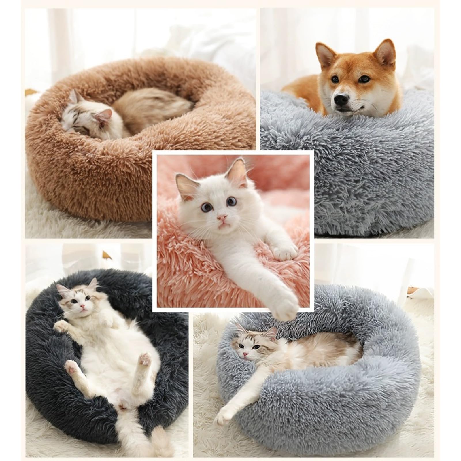 Cat Beds for Indoor Cats,20 Inch Dog Bed for Small Melium Large Dogs, Washable-Round Pet Bed for Puppy and Kitten with Slip-Resistant Bottom