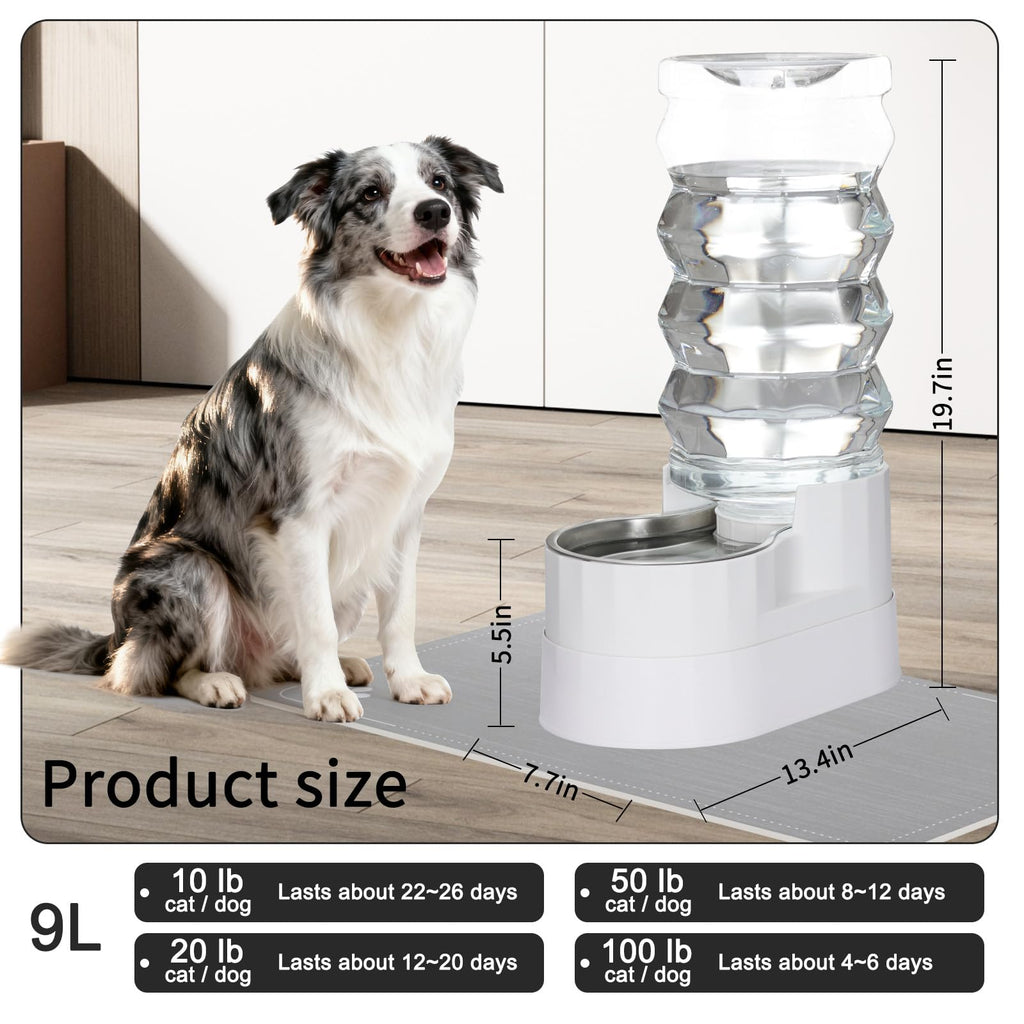 RIZZARI 9L Elevated Dog Water Dispenser: Large Capacity Wide Mouth
