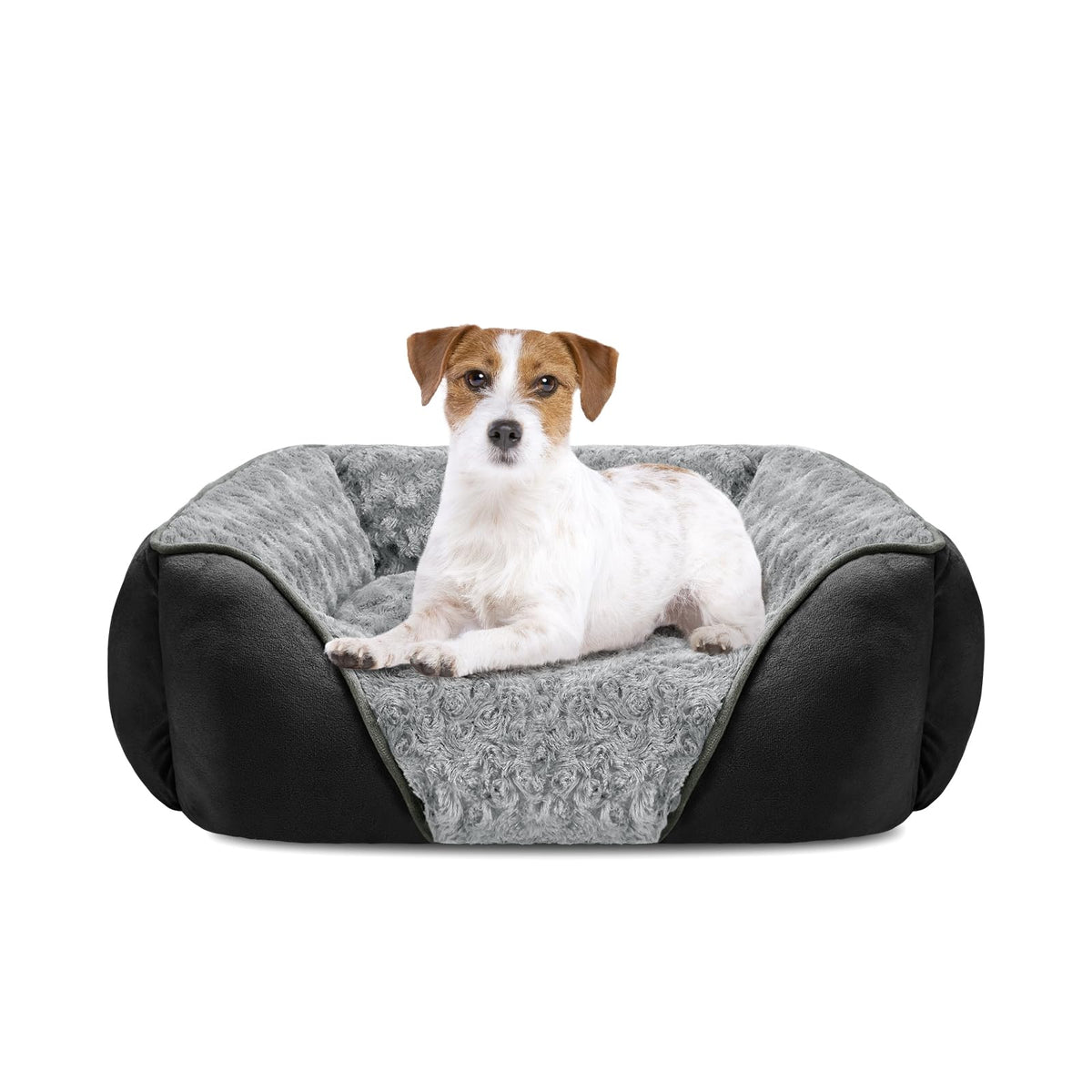 INVENHO Large Rectangle Orthopedic Dog Bed for Medium Small Dogs, Washable Soft Calming Puppy Sleeping Cuddler With Anti-Slip Bottom L(30"x24"x9")