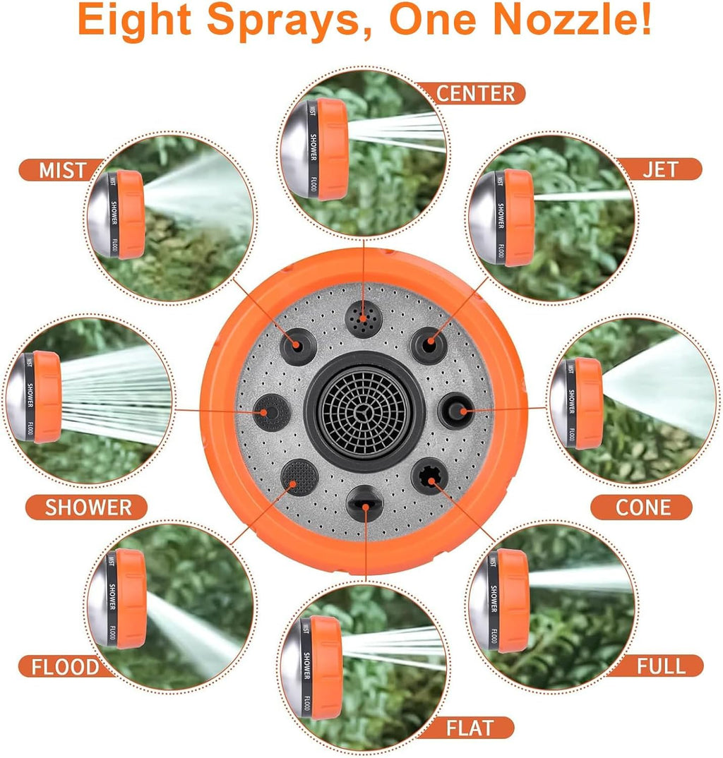 Dog Wash Hose, 8 Way Spray Pattern Garden Hose Nozzle with Soap Dispenser, Dog Wash Supplies with 2 type Dog Bath Brush, 4 extra connectors, Car Washing Mitt