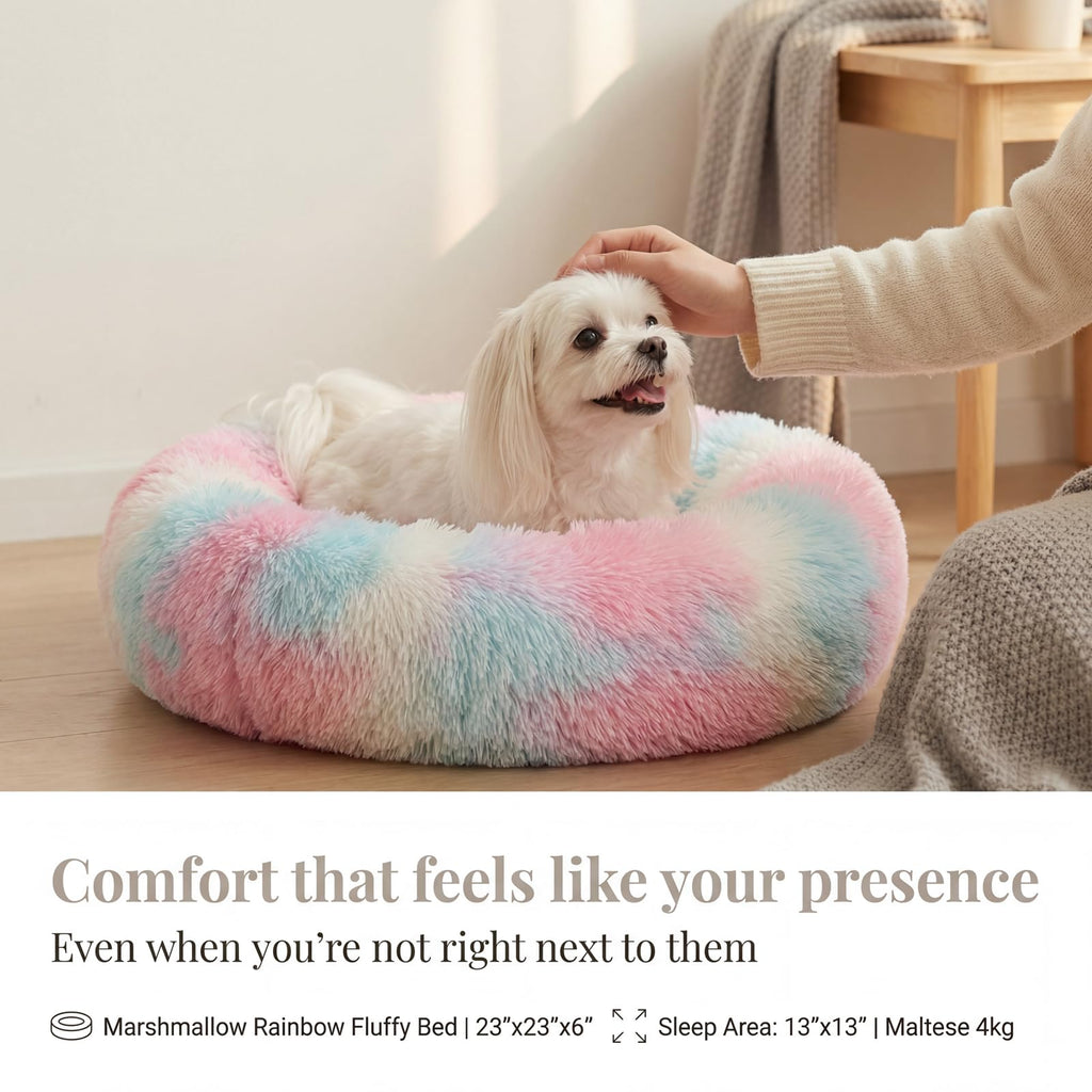 nononfish Cozy Donut Pet Bed,Soft Calming Dog Bed