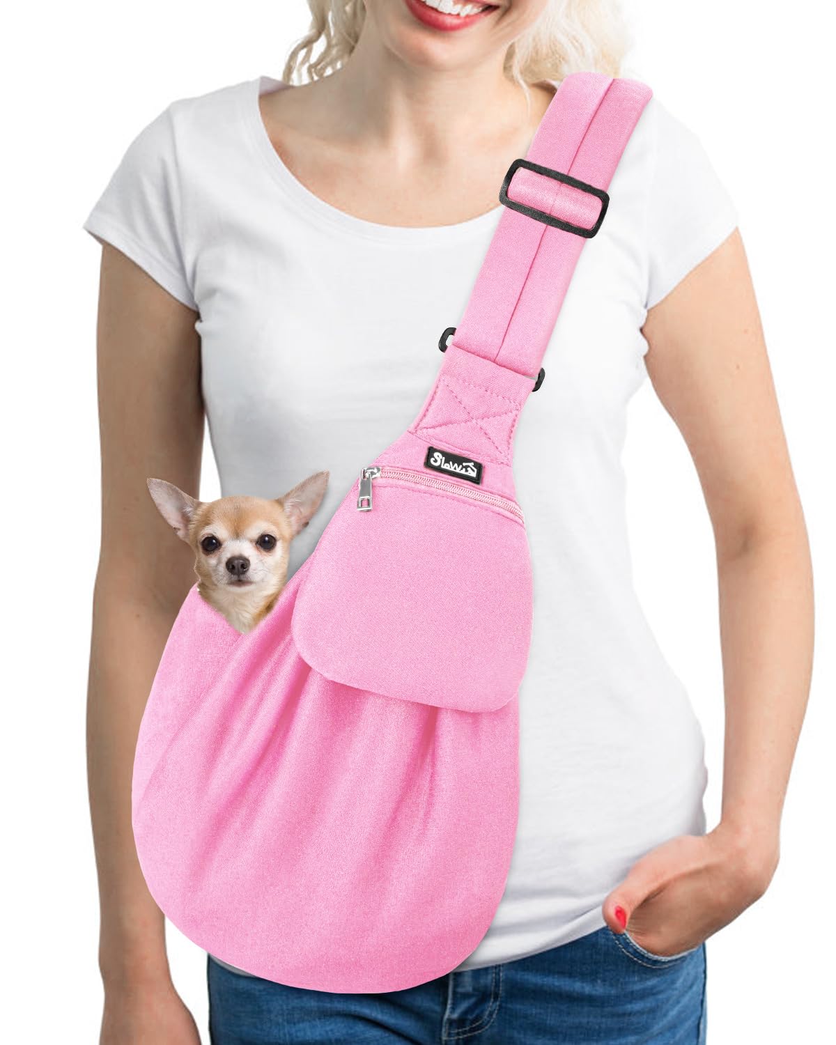 SlowTon Dog Carrier Sling - Thick Padded Shoulder Strap Adjustable, DGY S