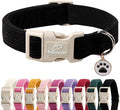 Cute Corduroy Dog Collar - Black Adjustable Dog Collars for X-Small Dogs 4-10lbs, Fade-Proof with Secure Snap & Little Charm, Christmas Birthday Gift, XS