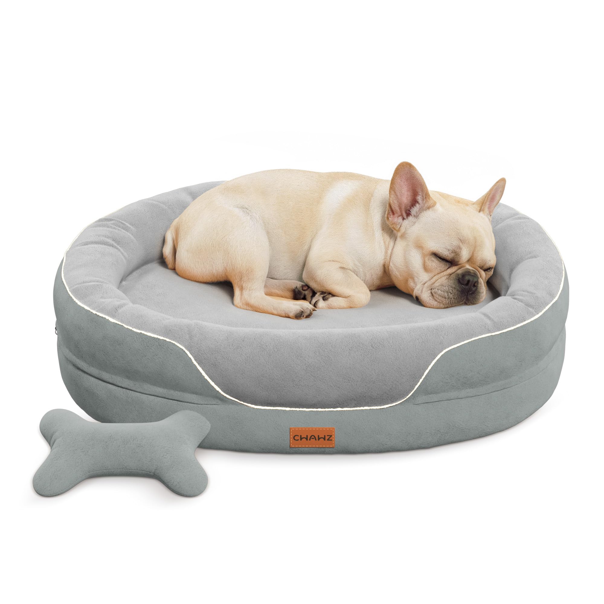 CWAWZ Large Orthopedic Dog Bed, 36 in. Dog Bed for Large Sized Dogs with Full-Surround Bolsters, Dual-Sided Dog Cooling Beds with Memory Foam, Washable Pet Sofa Couch with Nonslip Bottom, Light Grey