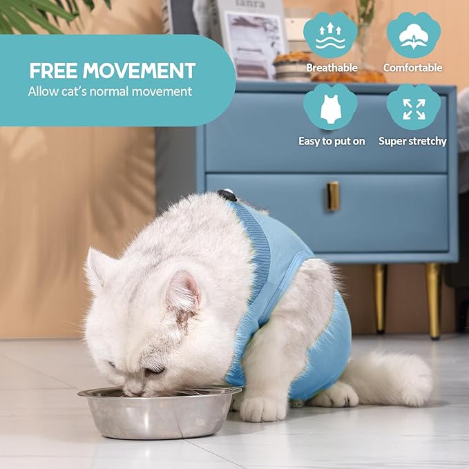 Avont Cat Recovery Suit - Kitten Onesie for Cats After Surgery