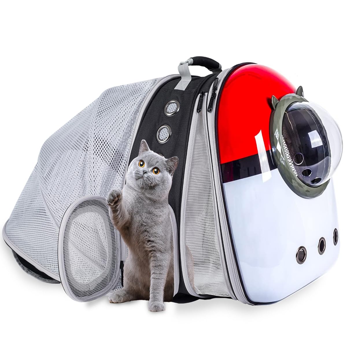 Front Expandable Cat Backpack Carrier, Large Cat Backpack Fits Up to 20 lbs, Backpack for Cats Kitten Small Puppy, Airline Approved Cat Bubble Backpack, Space Capsule Astronaut Backpack Carrier