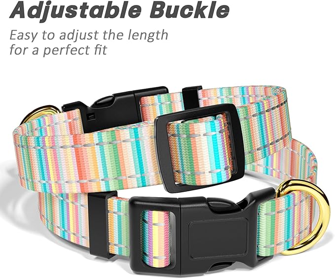 TMOODEL Reflective Dog Collar, Cute Dog Collar for Small Dogs, Soft Nylon Puppy Collar for Boy and Girl Female Dogs, Adjustable Pet Collars with Quick Release Buckle, Colorful Watercolor Art