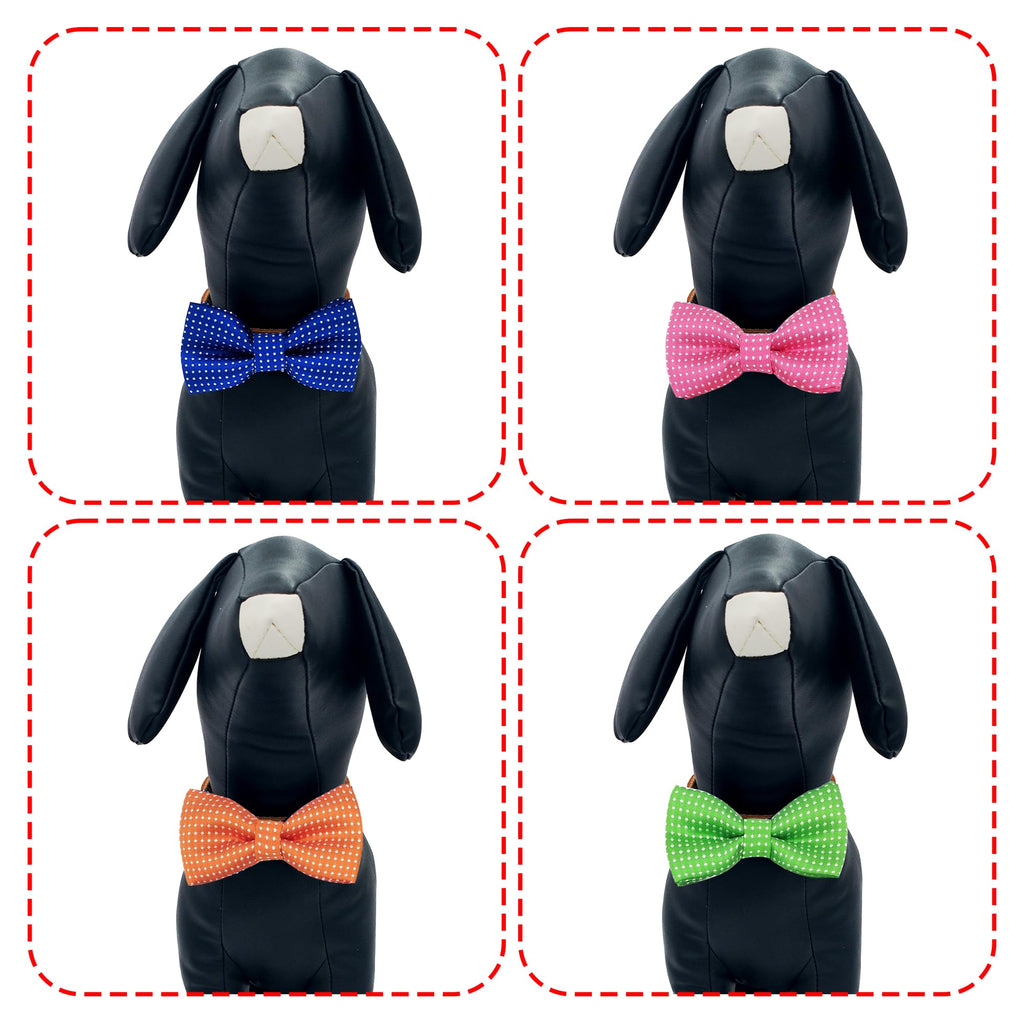 PET SHOW 8 Colors Dot Small Dogs Collar Embellishment Attachment Bow Ties Puppies Cats Collar Charms Accessories Slides Bowties for Birthday Wedding Parties Assorted Pack of 8