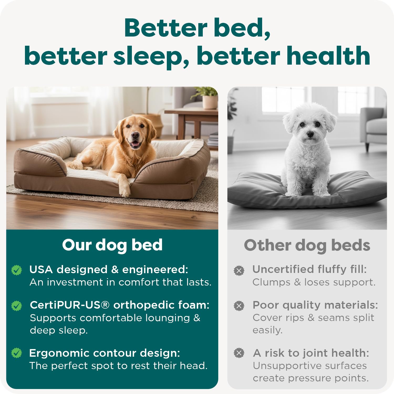 Furhaven Orthopedic Dog Bed for Large/Medium Dogs w/ Removable Bolsters & Washable Cover, For Dogs Up to 55 lbs - Plush & Velvet Waves Perfect Comfort Sofa - Brownstone, Large