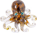 RJINGSHI Natural Crystal Gravel Octopus Resin Marine Animals Fish Tank Decorative Ornaments Octopus Statue Healing Crystal Home Decor Ladies Gift 3.93" (White-Turquoise