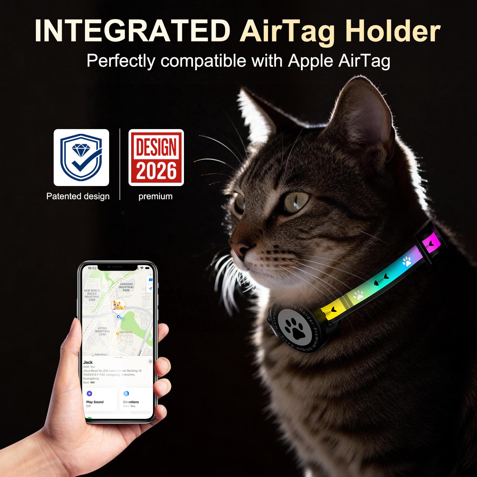 Airtag Cat Collar Breakaway, Reflective Cat Collar with AirTag Holder
