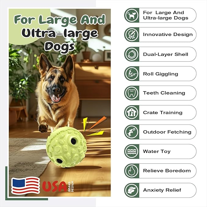 KADTC XL Dog Roll Wobble Giggle Ball, Chew Toy for Large Aggressive Chewers