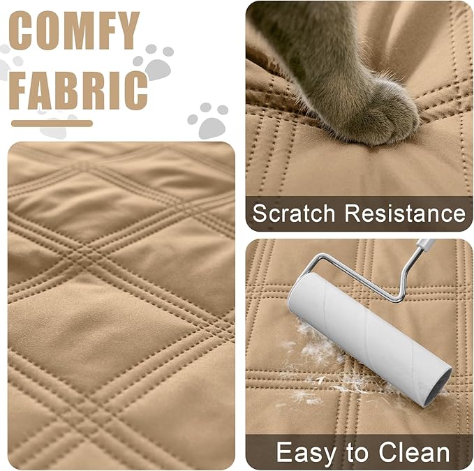 Smiry Waterproof Dog Bed Cover Blanket 68x82, Soft Reversible Pet Blanket, Washable Leakproof Cats Dogs Couch Cover for Sofa, Couch, Furniture, Camel/Beige