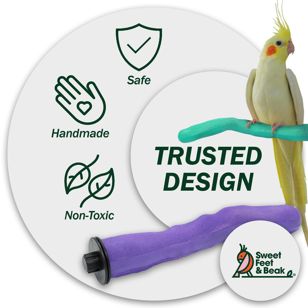 Sweet Feet and Beak Safety Pumice Bird Perch, X-Small Pedicure Perch, Purple