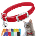 Soft Leather Cat Collar with Safety Elastic Strap