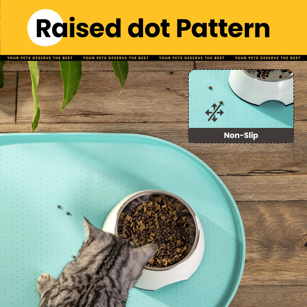 Conlun Dog Food Mat,Raised Edges Pet Food Mats for Spill Containment,BPA-Free Silicone Cat Dog Feeding Mat for Floor Waterproof,Rubber Pet Placemats for Food and Water Bowls 1/2 Inch