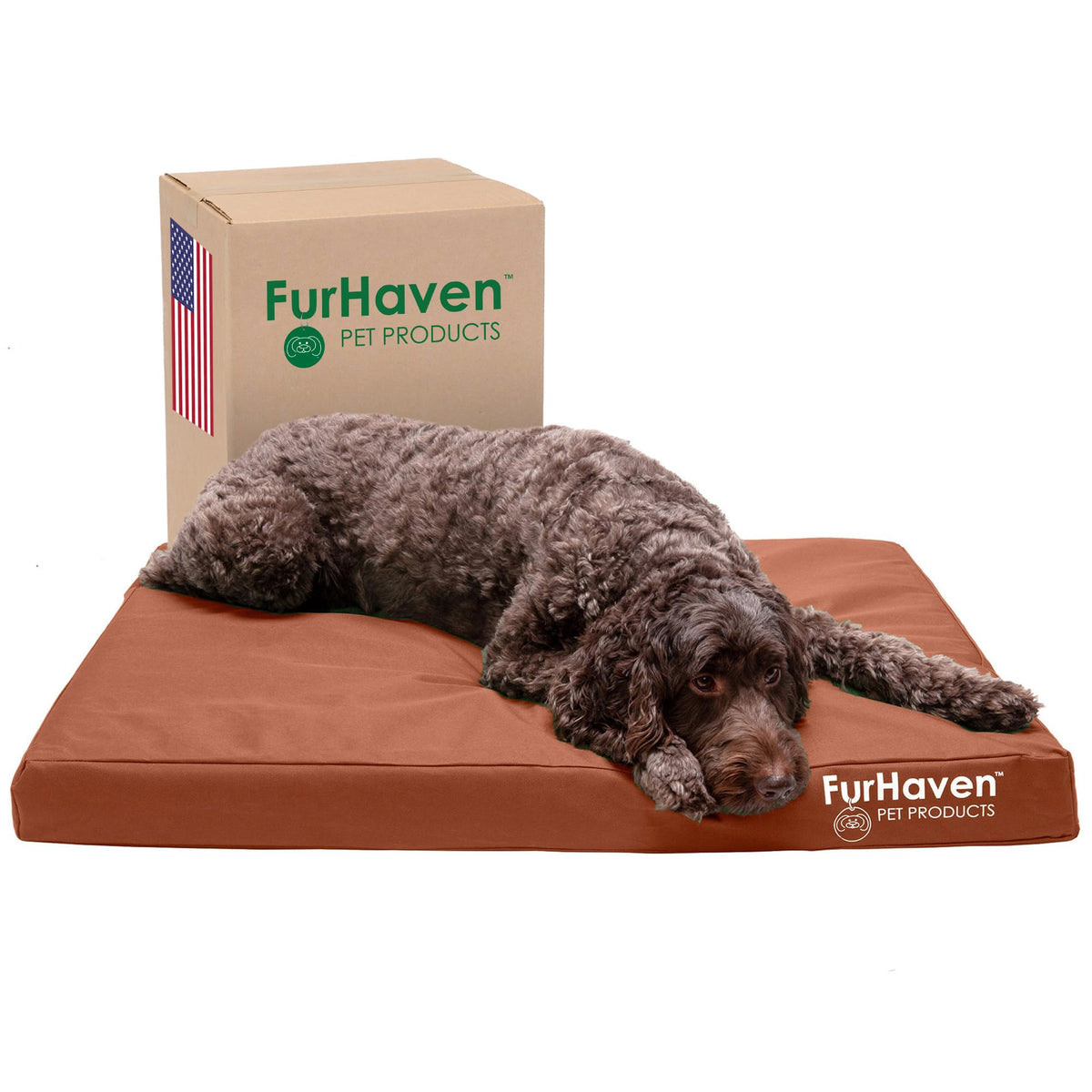 Furhaven Water-Resistant Orthopedic Dog Bed for Large Dogs w/ Removable Washable Cover, For Dogs Up to 125 lbs - Indoor/Outdoor Logo Print Oxford Polycanvas Mattress - Stone Gray, Jumbo Plus/XXL