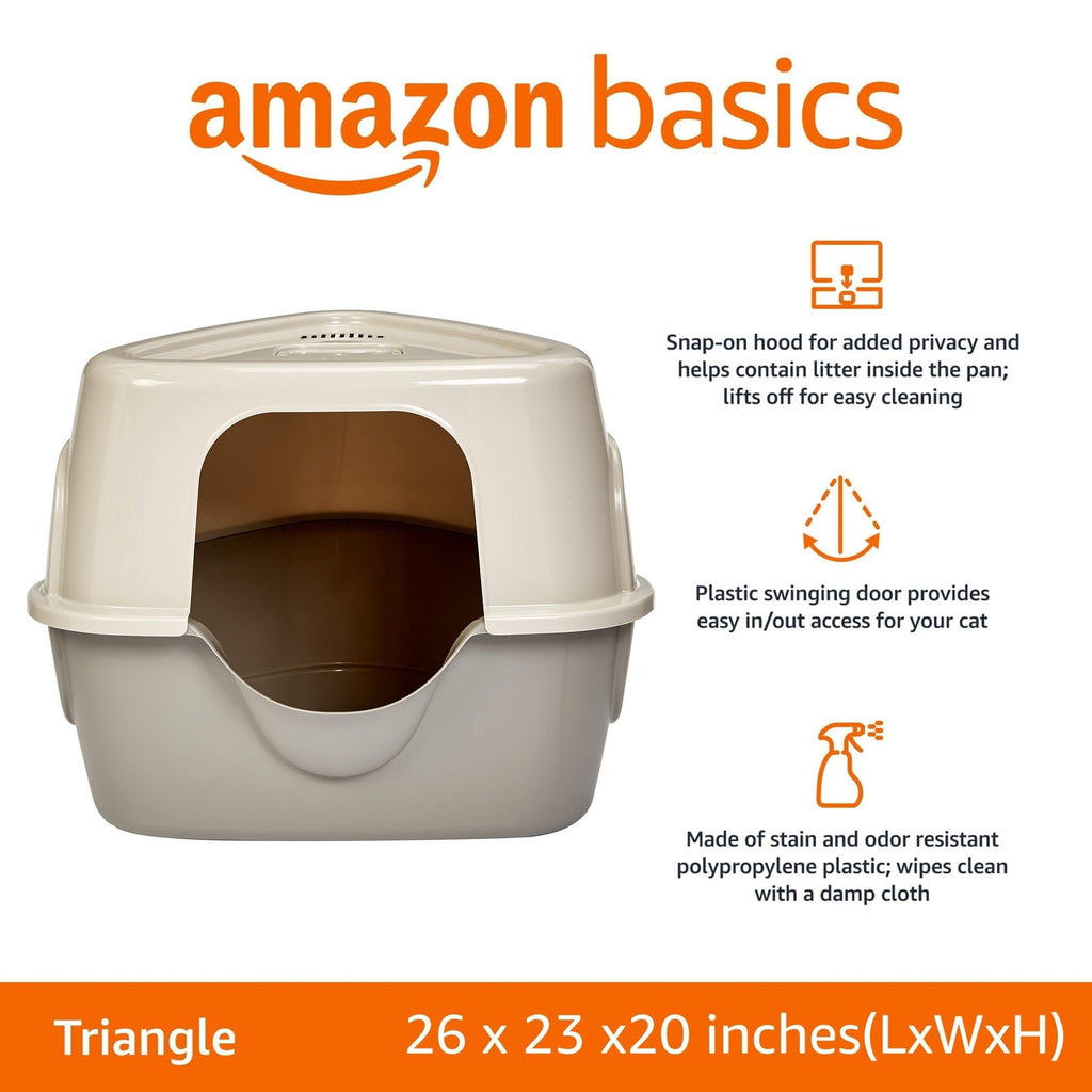 Cat Litter Box with Lid, No-Mess, Spacious Enclosed Design with Odor Control, Easy Access, Stain Resistant, 26" x 23" x 20", Charcoal