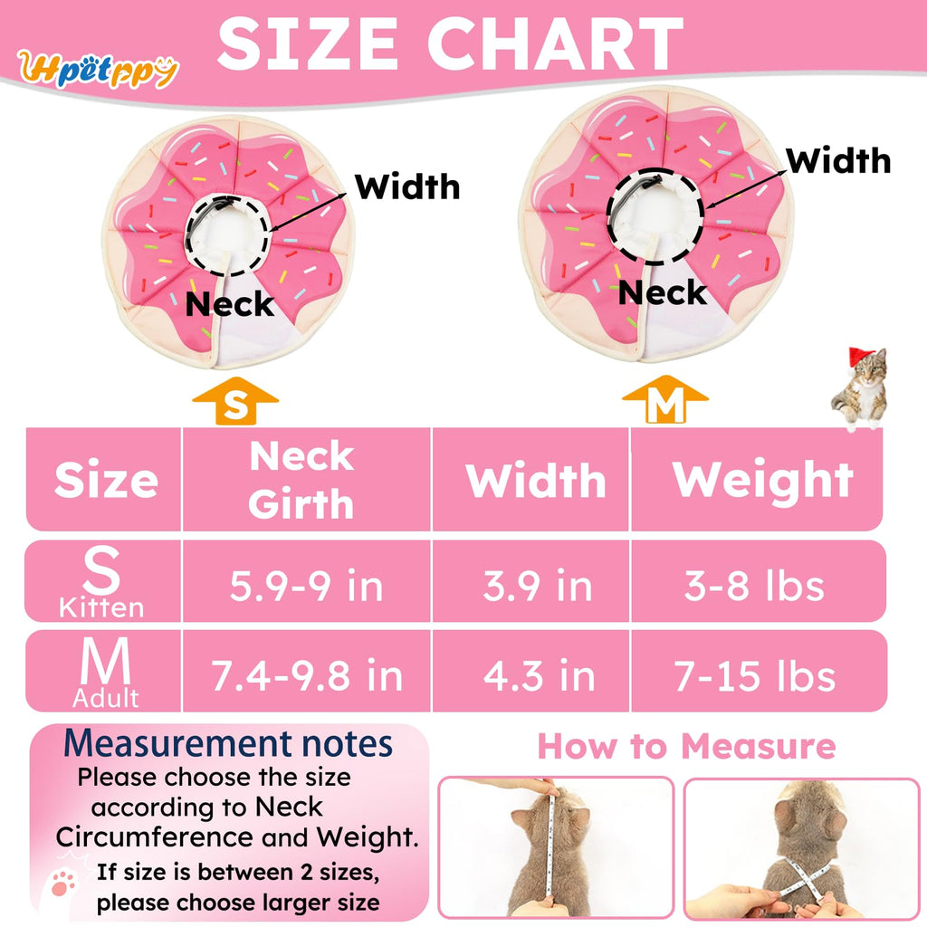Cat Cone Collar Soft, Waterproof Cat Recovery Collar After Surgery, Adjustable Pet Donut Collar, Safety Elizabethan Collar to Prevent Licking Wounds for Kittens, Pet Cone Alternative