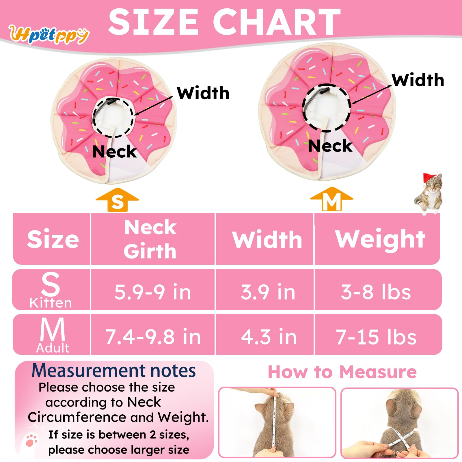 Cat Cone Collar Soft, Waterproof Cat Recovery Collar After Surgery, Adjustable Pet Donut Collar, Safety Elizabethan Collar to Prevent Licking Wounds for Kittens, Pet Cone Alternative