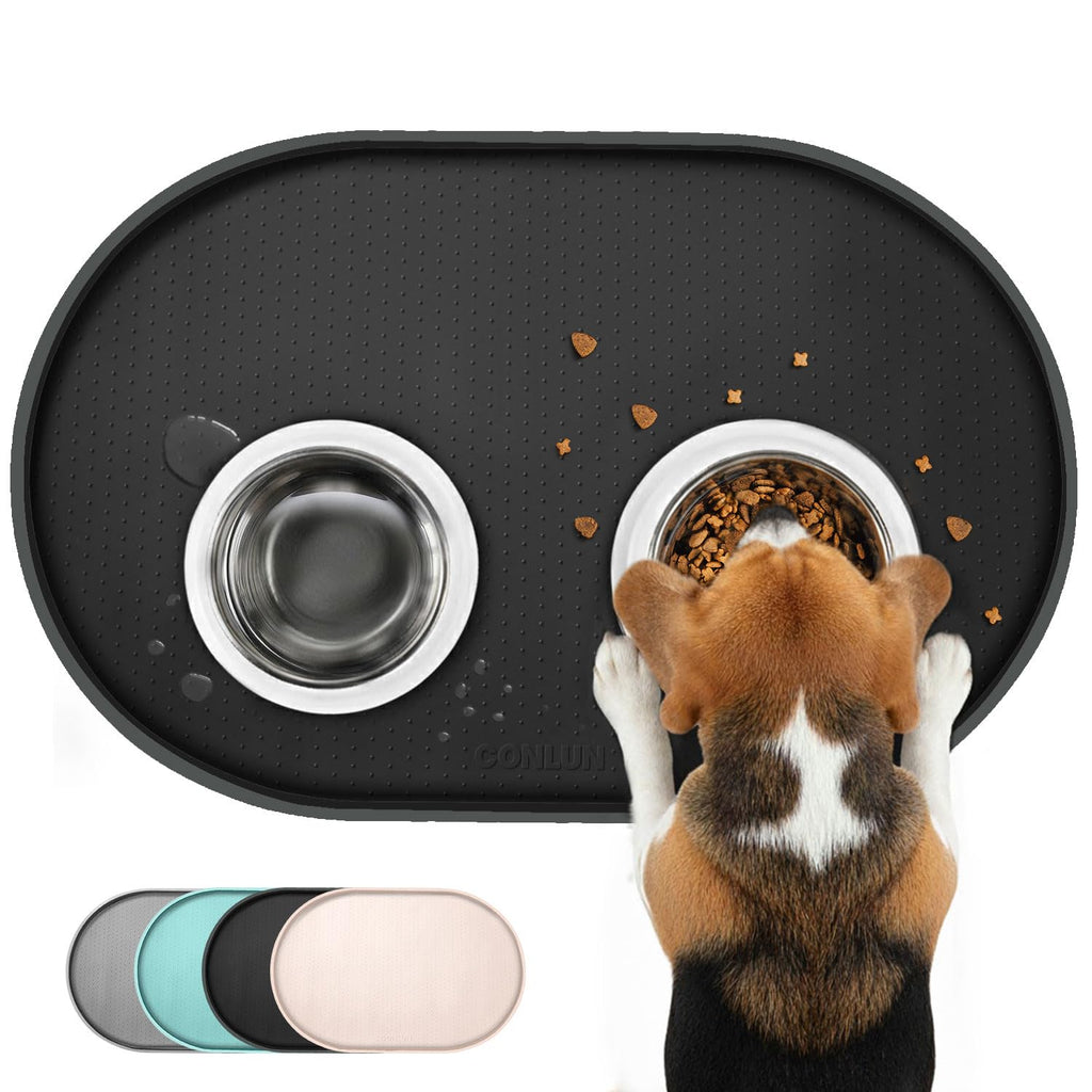 Conlun Dog Food Mat,1/2 Inch Raised Edges Cat Dog Feeding Mat for Spill Containment,BPA-Free Silicone Pet Food Mats for Floor Waterproof,Rubber Pet Placemats for Food and Water Bowls