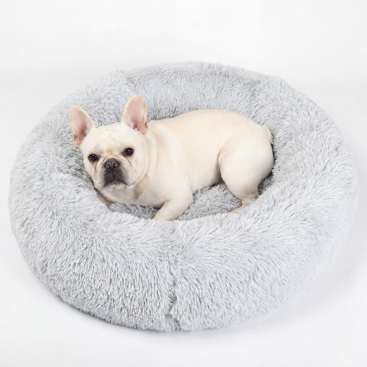 nononfish Round Calming Dog Bed,Plush Donut Pet Bed for Small Dogs