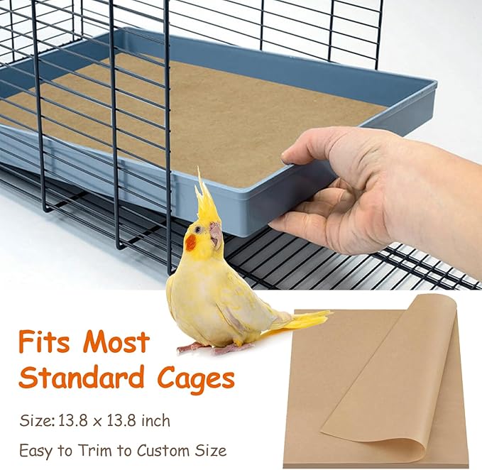 OVESD 30PCS Bird Cage Liners - 13.8x13.8 Inch Leak-Proof Disposable Tray Pads for Parrots, Parakeets, Cockatiels, Lovebirds | Easy-Clean Cage Bottom Paper | Customizable Size