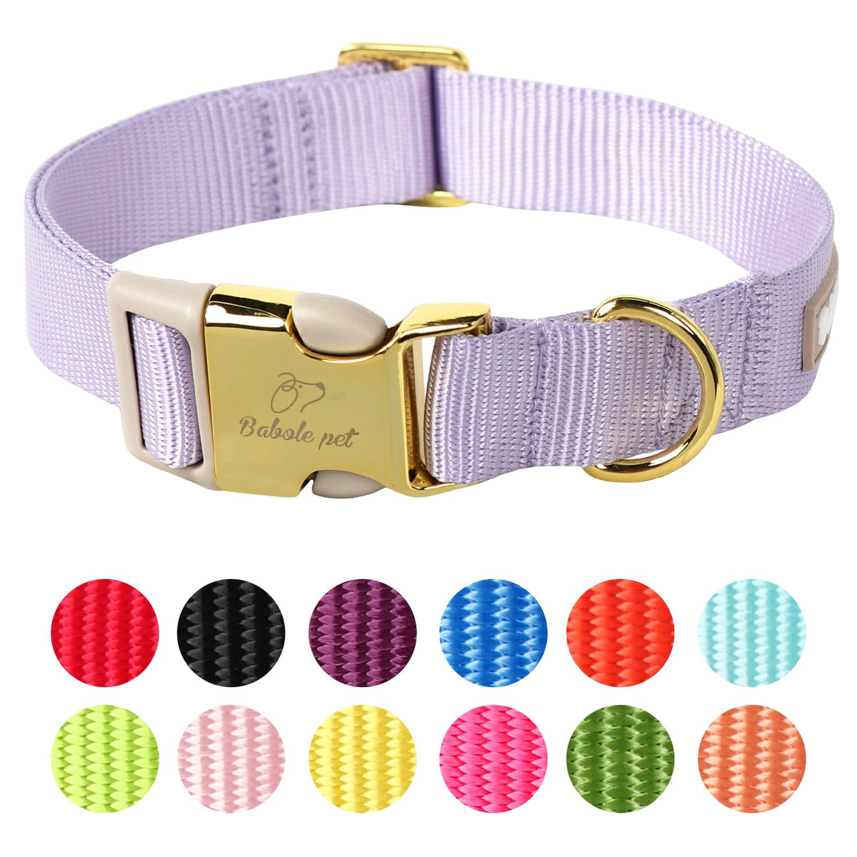 Babole Pet Nylon Dog Collar - Adjustable Orange Soft Webbing Dog Collars for Small Medium Large Dogs Boy Girl Puppy Collar with Safety Metal Buckle XS