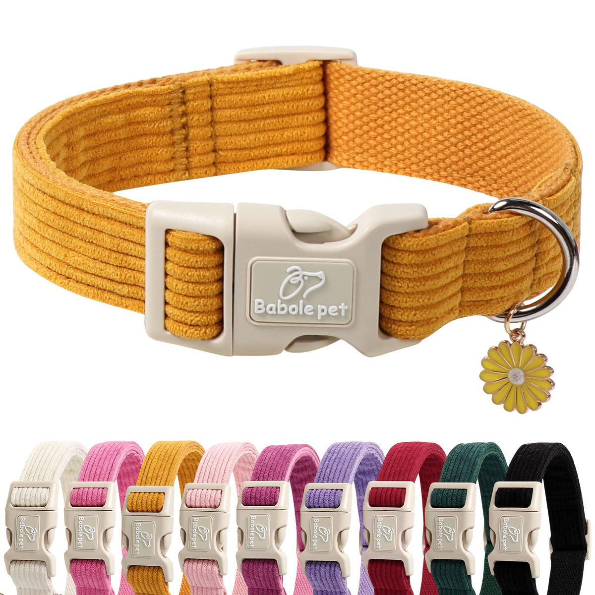 Babole Pet Nylon Dog Collar - Adjustable Rose Red Soft Webbing Dog Collars for Small Medium Large Dogs Boy Girl Puppy Collar with Safety Metal Buckle L