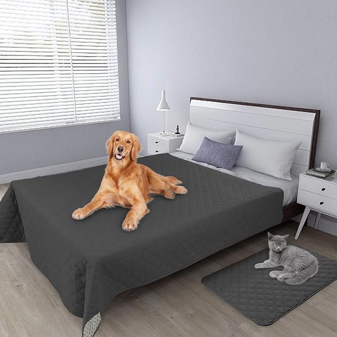 Easy-Going 100% Waterproof Dog Bed Cover, Non-Slip Pet Blanket for Furniture, Washable Couch Cover, Repleasement Sofa Cover (86X82 in,Dark Gray)