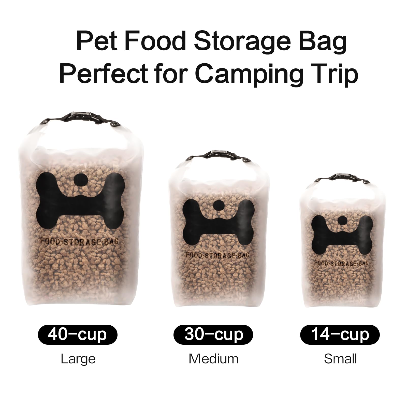 ANVS Silicone Pet Food Storage Bag,30-Cup Dog Food Travel Bag with 2PCS Collapsible Bowls, Perfect for Camping Trip, Dog Boarding, Weekend Getaways and Travel