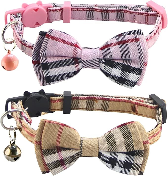 SuperBuddy Cat Collars Breakaway with Bell - 2 Pack Cat Safety Collars for Boys & Girls - Safety Buckle Kitten Collar for Pet Supplies,Stuff,Accessories