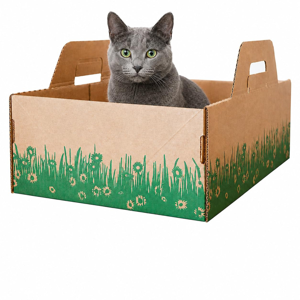 Disposable Ten Second Litter Boxes for Kitty/Cats. Made in the USA. Biodegradable Solution for Quick and Easy Disposal. Made of Recyclable Material. (4-Pack)