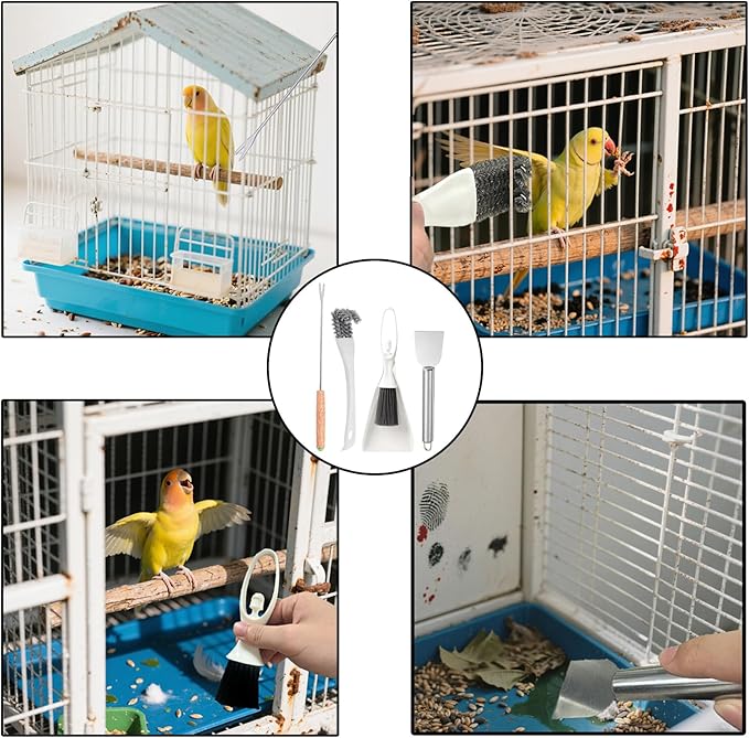 TOAINRSI Bird Cage Cleaning Brush Tool Set, Bird Cage Cleaner, Suitable for Bird Cages, Rabbit Cages, Hamster Cages, Parrot Cages, and Other Small Pet Cage Accessories