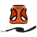Best Pet Supplies Voyager Step-in Air All Weather Mesh Harness and Reflective Dog 5ft Leash Combo with Neoprene Handle, for Small, Medium and Large Breed Puppies - Orange/Black Trim, XX-Small