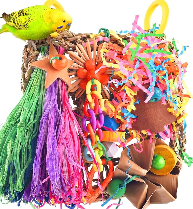 KATUMO Bird Toys, Grass Mat Foraging Chew Toy for Parakeet Cockatiel