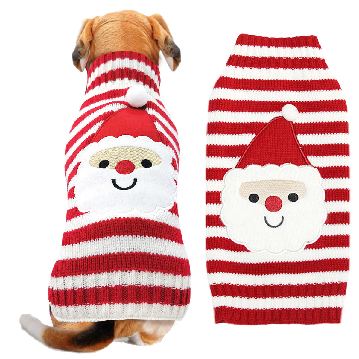 DOGGYZSTYLE Dog Christmas Sweater Xmas Pet Clothes Cute Striped Gingerbread Man Costume Holiday Puppy Cat Jumpers Outfits New Year Gifts for Small Medium Large Dogs(Red Gingerbread Man,XXS)