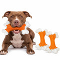 Kseroo 2-Pack Indestructible Dog Toys for Aggressive Chewers: Peanut Butter Flavored Hard Nylon Bone Chew Toys, Tough Dog Chew Toys, Dog Toys to Keep Them Busy for Medium Large Dogs, Orange