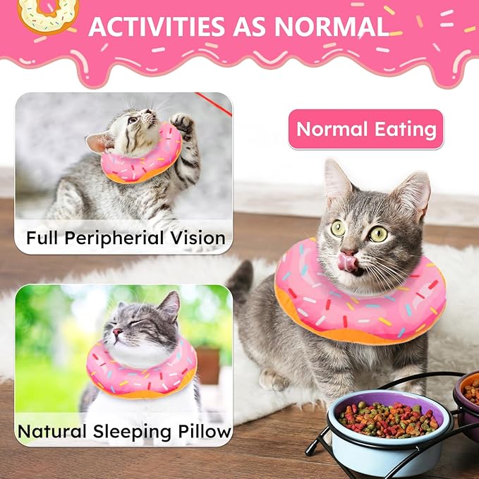 Hpetppy Cat Cone Collar Soft, Cat Recovery Collar for Wound Healing Cute Donut Adjustable Kittens Cones to Stop Licking Comfortable Lightweight Neck Elizabethan Collars for Cats Kittens After Surgery