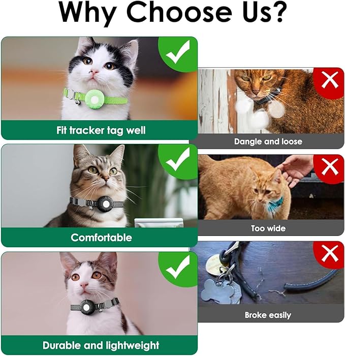 Cat Tracker, Lightweight Pet Tracker for Cats, Cat GPS Tracker Compatible with Apple Find My App(Only iOS), Real-Time Tracking, No Monthly Fee