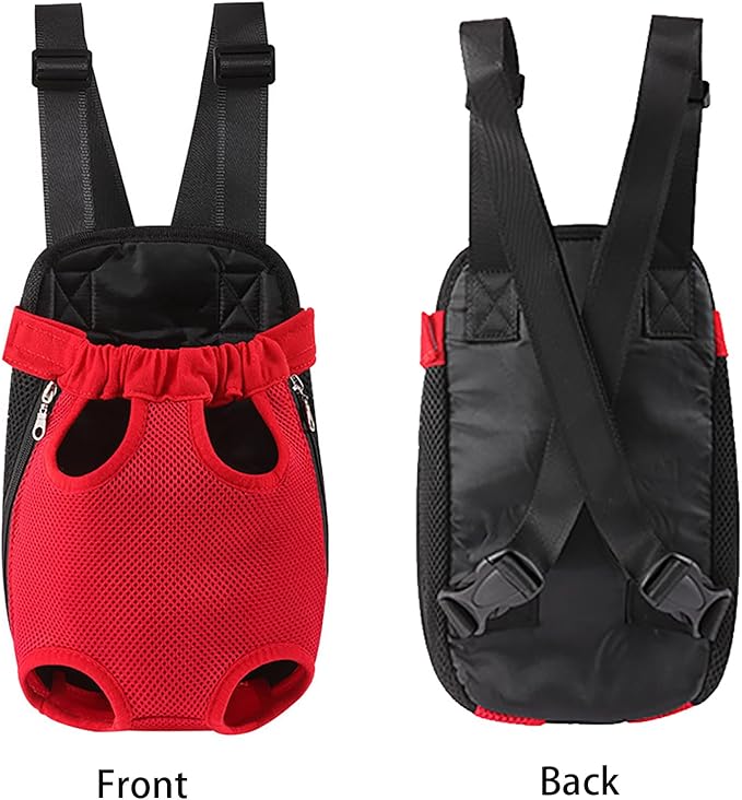Dog Carrier Backpack, Adjustable Pet Front Carrier Backpack, Ventilated Pet Chest Carrier for Hiking Camping Travel, Sling Bag for Small Medium Dog Cat Rabbit Puppy (Red, XL)