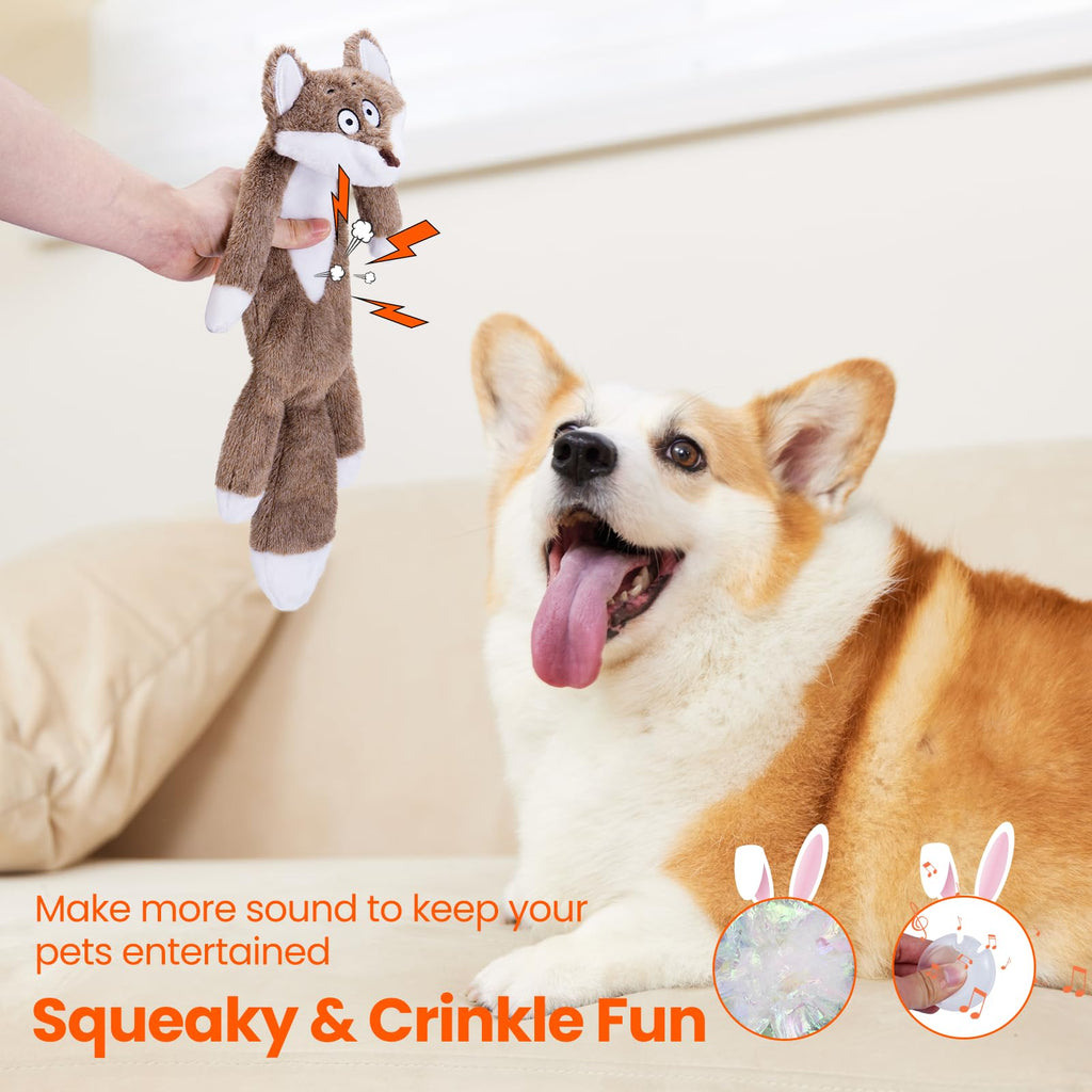 HGB No Stuffing Squeaky Dog Toys, Crinkle Plush Dog Toys to Keep Them Busy