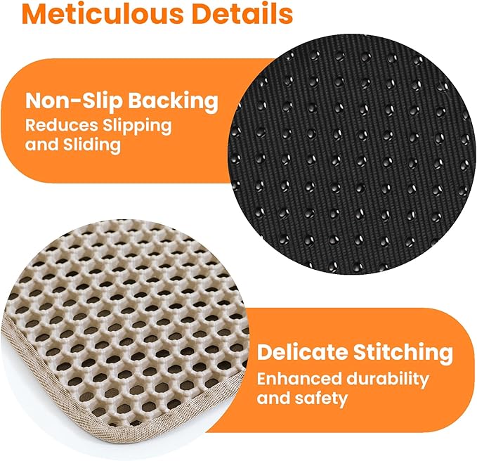 Petinstinct Cat Litter Mat, Double Layer Honeycomb Litter Box Mat