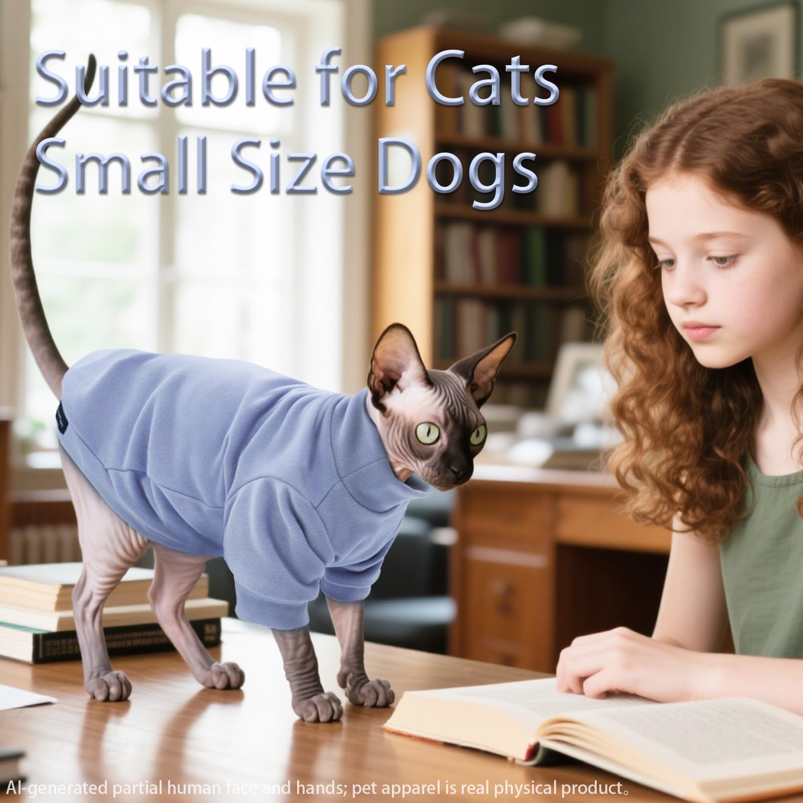 JL WarmPaws Sphynx Cat Clothes Fleece Cats&Small Dogs Pullover Sweater