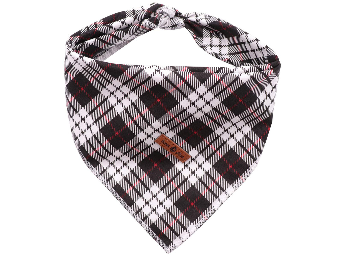 Lionet Paws Christmas Dog Bandana Washable Cotton Handkerchief Scarf Triangle Christmas Red Plaid Dog Bandanas for Medium Large Dogs Girl Boy