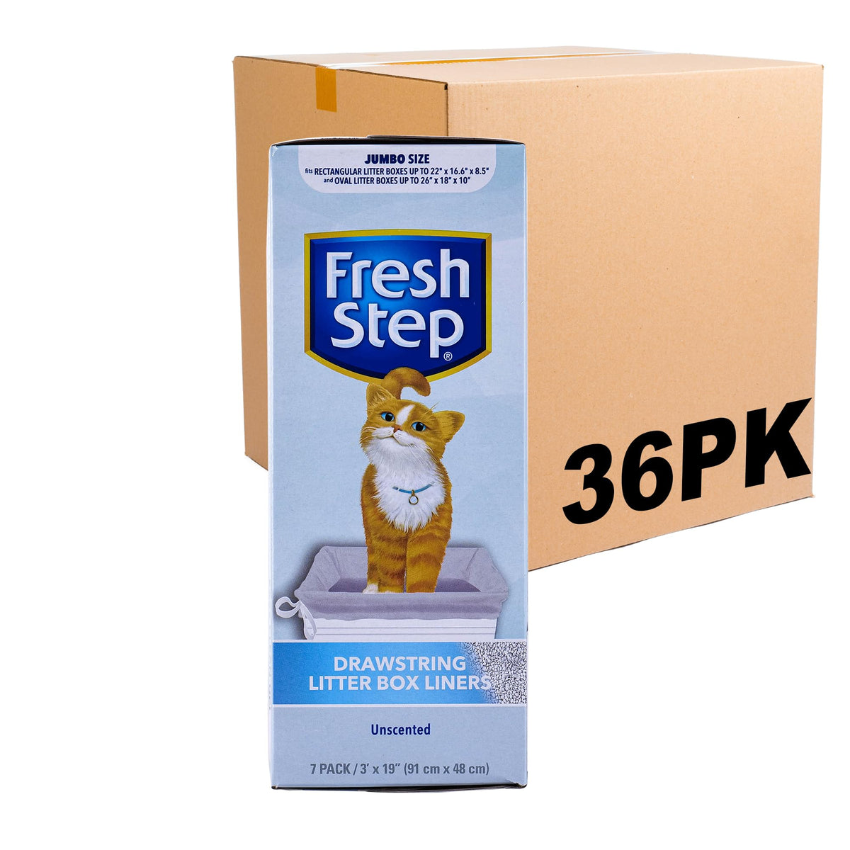 Fresh Step Drawstring Cat Litter Box Liners, Scented, 2.5 ft x 17 in, 7 Ct