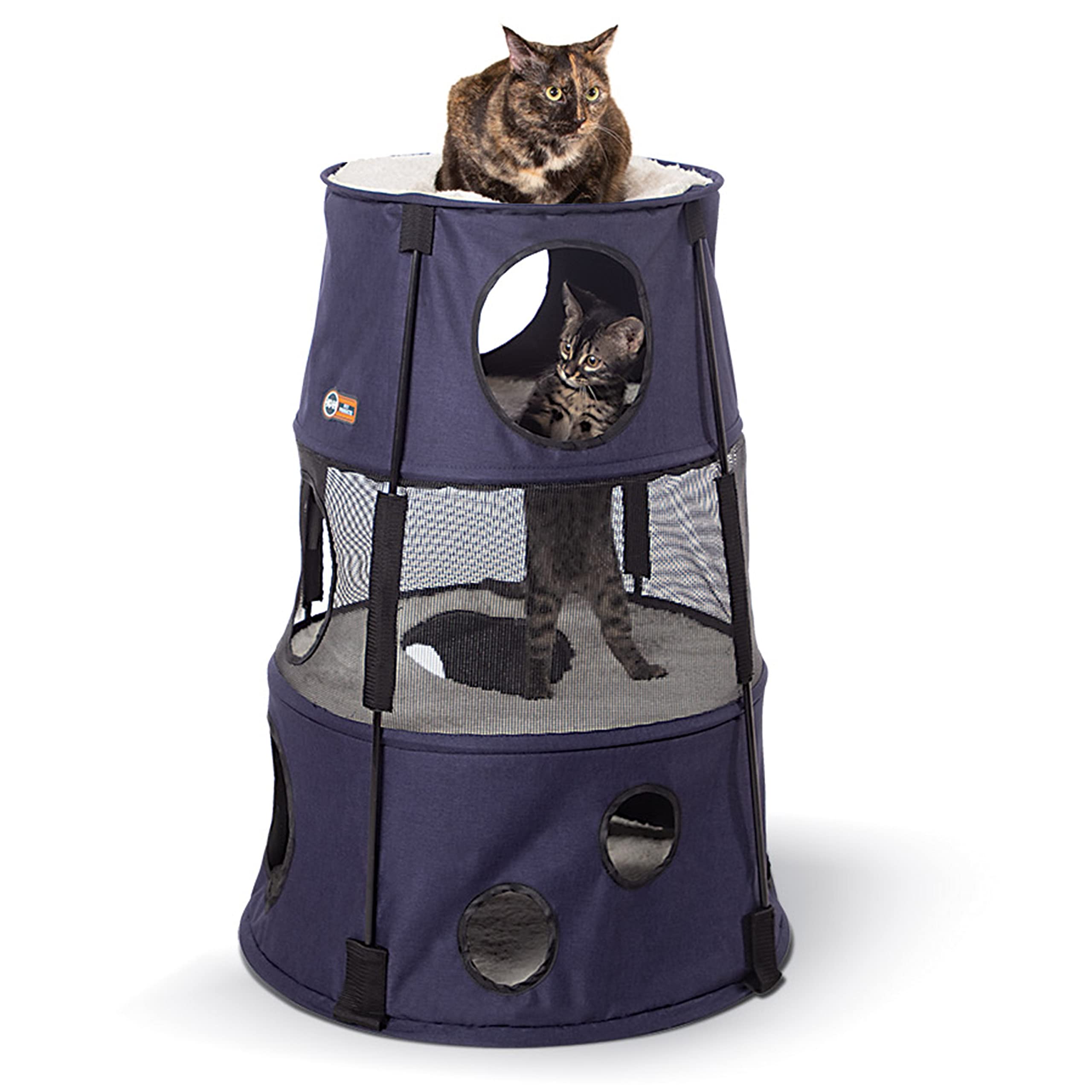 K&H Cat Tower, Tree Condo for Multiple Large Indoor Cats, 3 Level, Denim